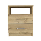Comodino a 2 cassetti e 1 ripiano, nero / marrone scuro / rovere chiaro / bianco / grigio chiaro, 1 persona