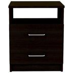 Comodino a 2 cassetti e 1 ripiano, nero / marrone scuro / rovere chiaro / bianco / grigio chiaro, 1 persona