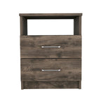 Comodino a 2 cassetti e 1 ripiano, nero / marrone scuro / rovere chiaro / bianco / grigio chiaro, 1 persona