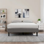 Letto a piattaforma imbottito grigio contemporaneo