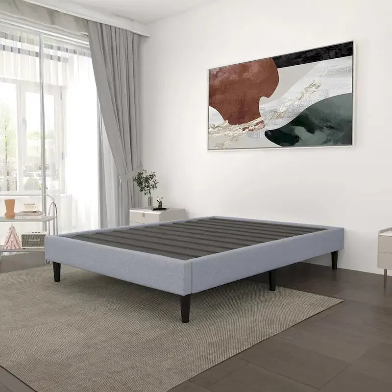 Letto a piattaforma imbottito grigio contemporaneo