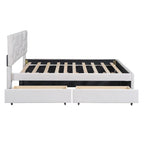 Letto matrimoniale completo in lino beige con testiera a motivi in mattoni, letto estraibile singolo e 2 cassetti, adatto a 2 persone