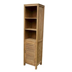 Armadietto da bagno in teak con persiana finitura miele marrone – 1 anta e 3 ripiani