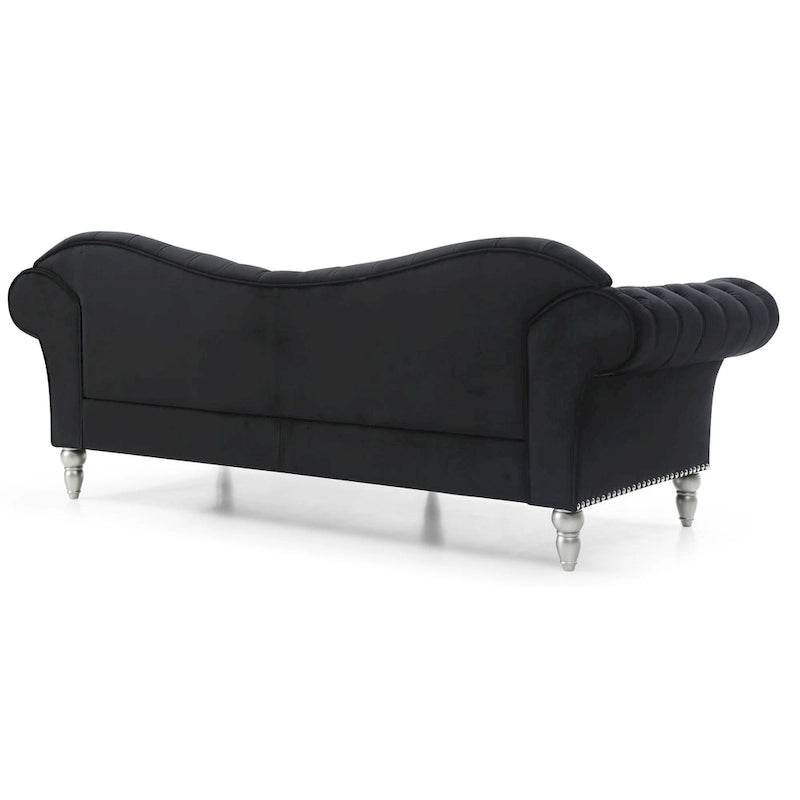 Divano capitonné 2-3 posti in velluto blu / grigio scuro / rosa / nero