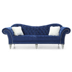 Divano capitonné 2-3 posti in velluto blu / grigio scuro / rosa / nero