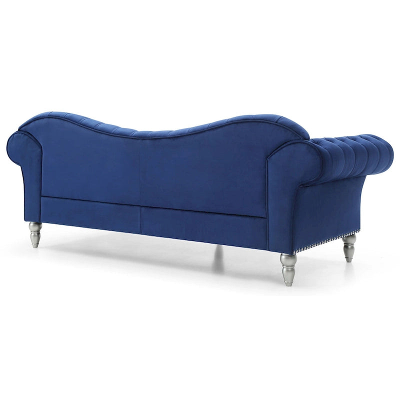 Divano capitonné 2-3 posti in velluto blu / grigio scuro / rosa / nero