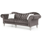 Divano capitonné 2-3 posti in velluto blu / grigio scuro / rosa / nero