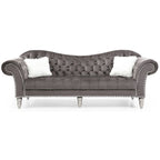 Divano capitonné 2-3 posti in velluto blu / grigio scuro / rosa / nero