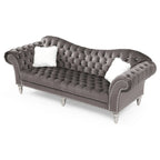 Divano capitonné 2-3 posti in velluto blu / grigio scuro / rosa / nero