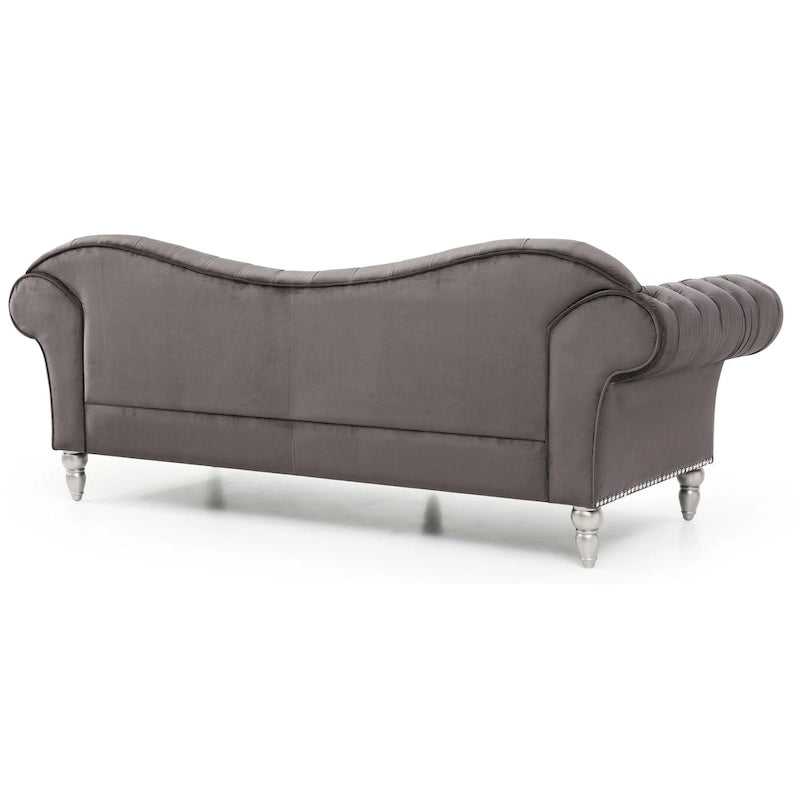 Divano capitonné 2-3 posti in velluto blu / grigio scuro / rosa / nero