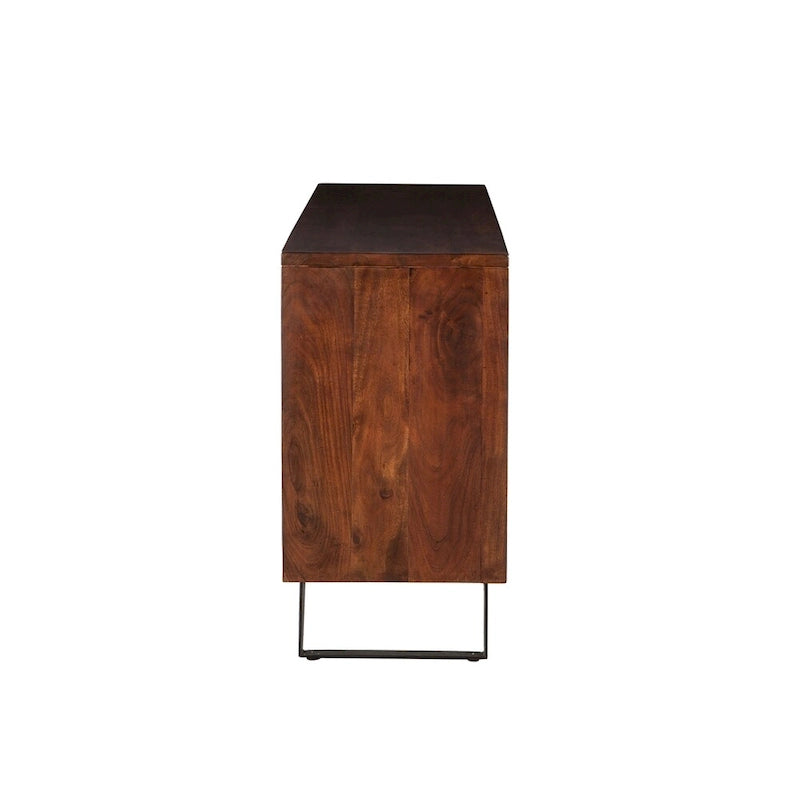 Credenza in legno di acacia con finitura noce da 68", stile moderno di metà secolo
