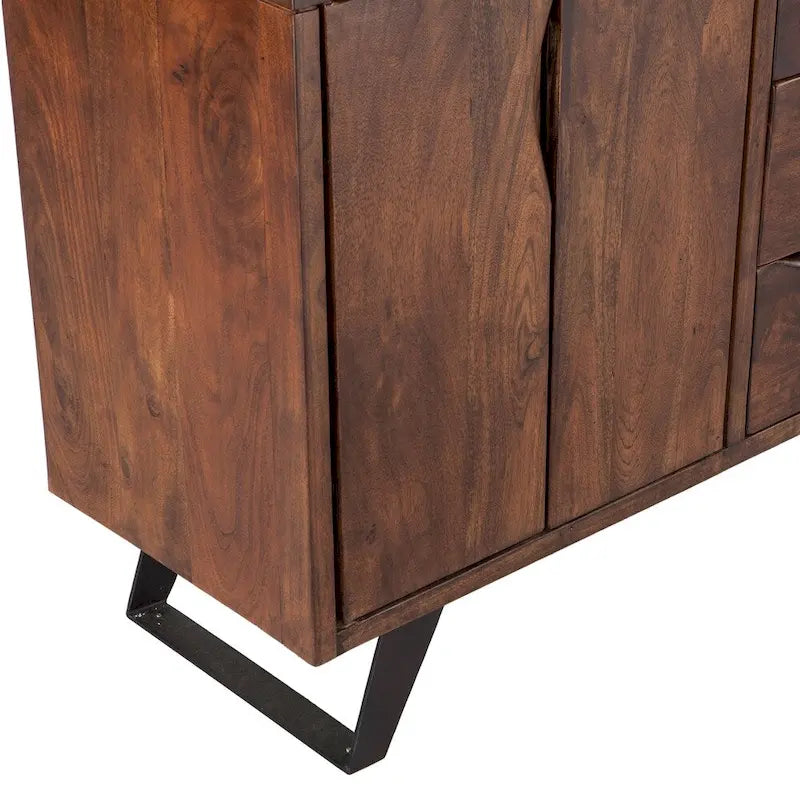Credenza in legno di acacia con finitura noce da 68", stile moderno di metà secolo