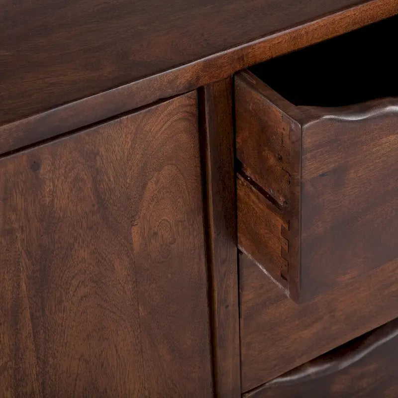 Credenza in legno di acacia con finitura noce da 68", stile moderno di metà secolo
