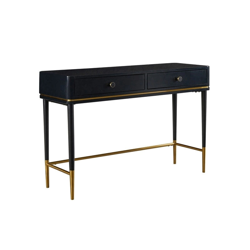 Scrivania Art Déco con due cassetti, bianco sporco/nero, 1 persona