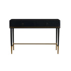 Scrivania Art Déco con due cassetti, bianco sporco/nero, 1 persona