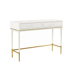 Scrivania Art Déco con due cassetti, bianco sporco/nero, 1 persona