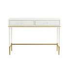 Scrivania Art Déco con due cassetti, bianco sporco/nero, 1 persona