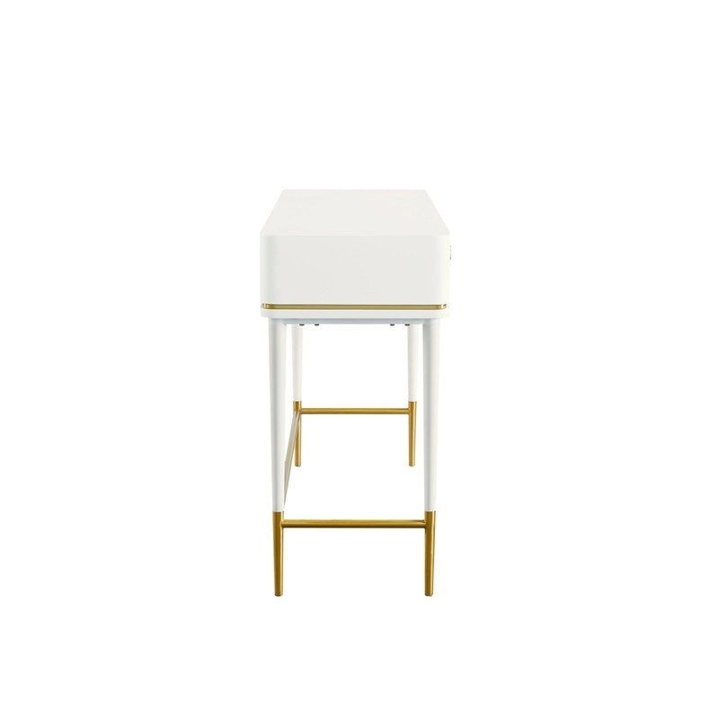 Scrivania Art Déco con due cassetti, bianco sporco/nero, 1 persona