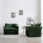 Poltrona d'Appoggio Rivestita in Ciniglia Verde, Set da 2