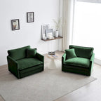 Poltrona d'Appoggio Rivestita in Ciniglia Verde, Set da 2