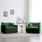 Poltrona d'Appoggio Rivestita in Ciniglia Verde, Set da 2