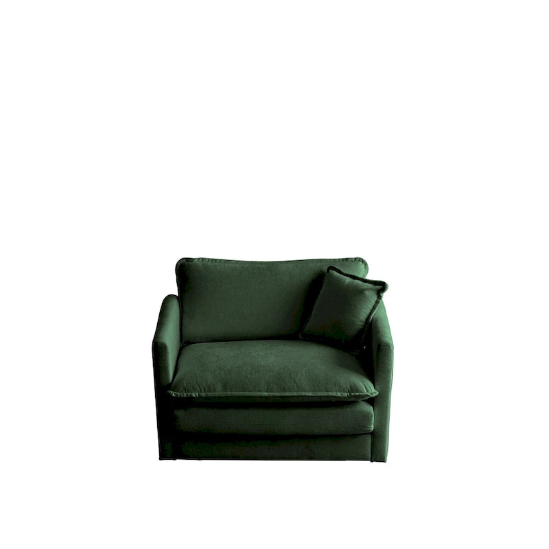Poltrona d'Appoggio Rivestita in Ciniglia Verde, Set da 2