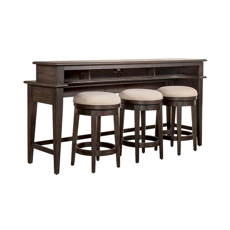 Set da 4 pezzi: Tavolo Consolle da Bar e Sgabelli Girevoli Peppercorn