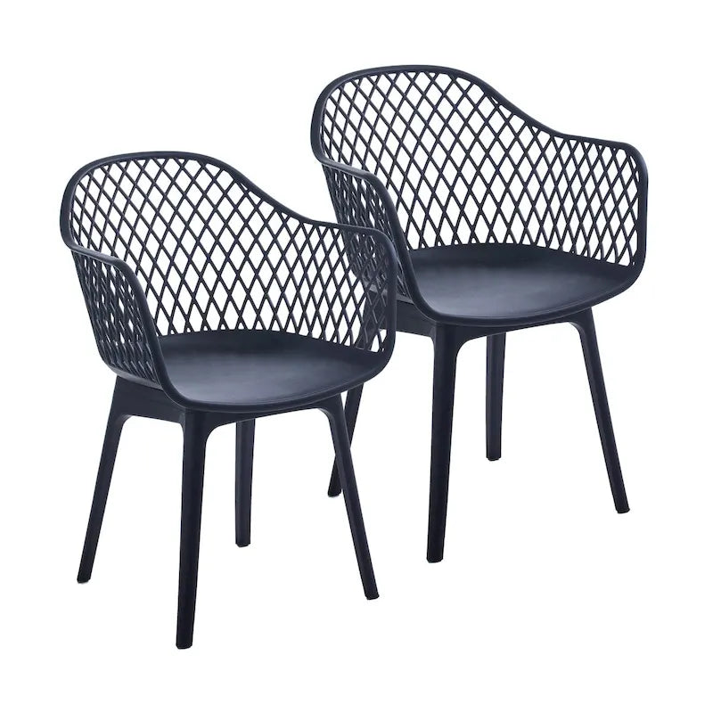 Sedia da pranzo in plastica, blu/bianco/nero, set da 2 pezzi