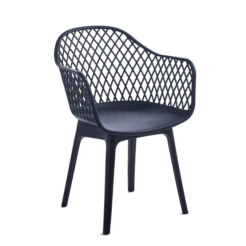 Sedia da pranzo in plastica, blu/bianco/nero, set da 2 pezzi