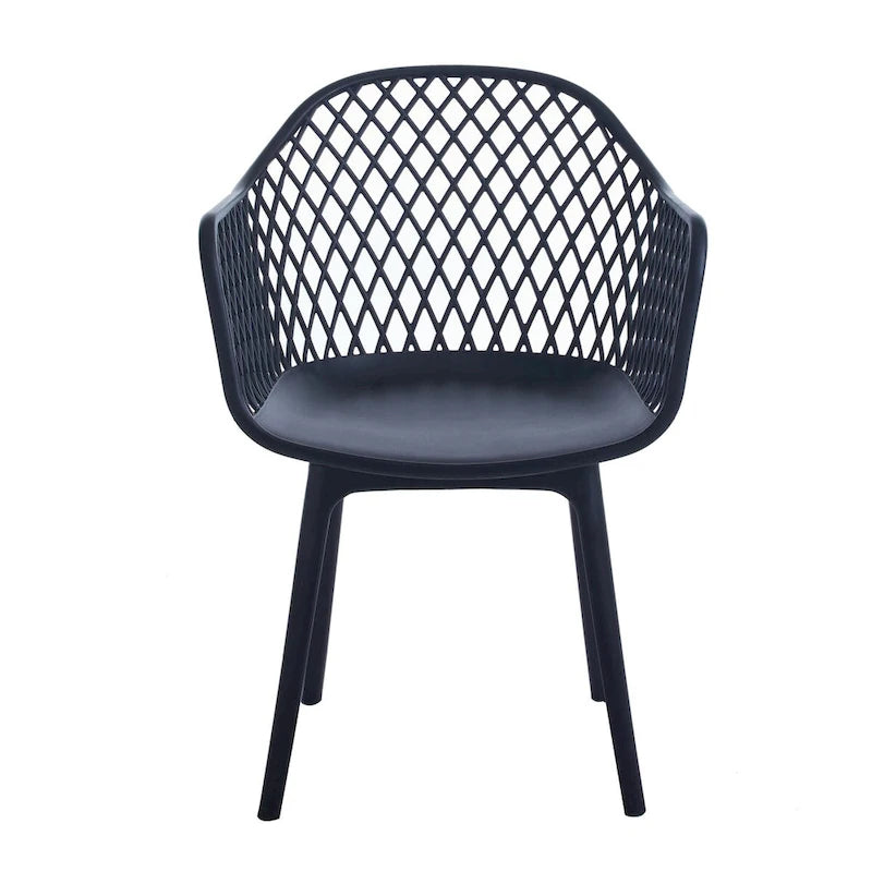 Sedia da pranzo in plastica, blu/bianco/nero, set da 2 pezzi