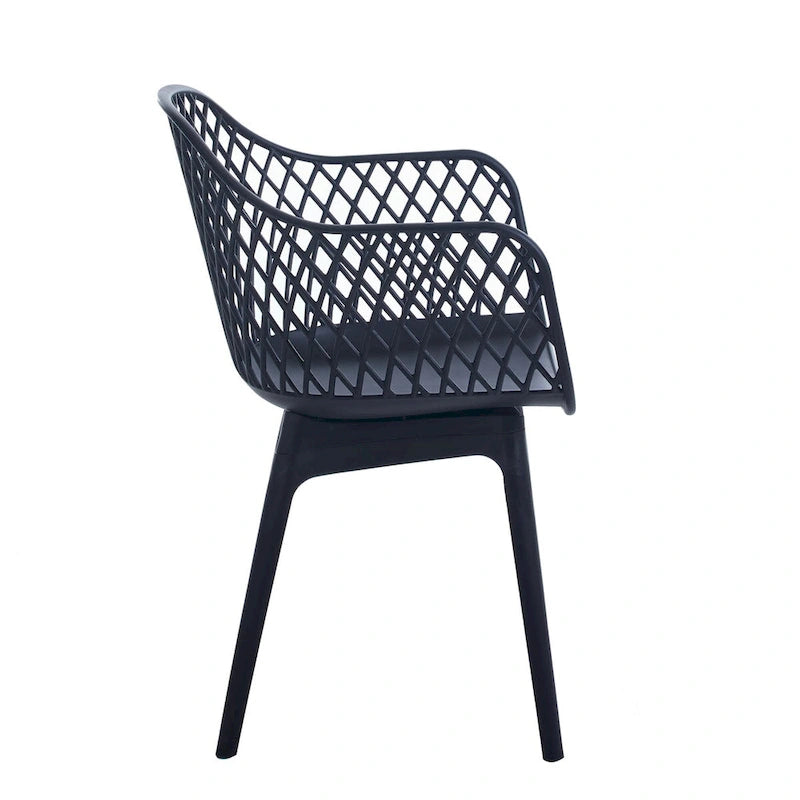 Sedia da pranzo in plastica, blu/bianco/nero, set da 2 pezzi