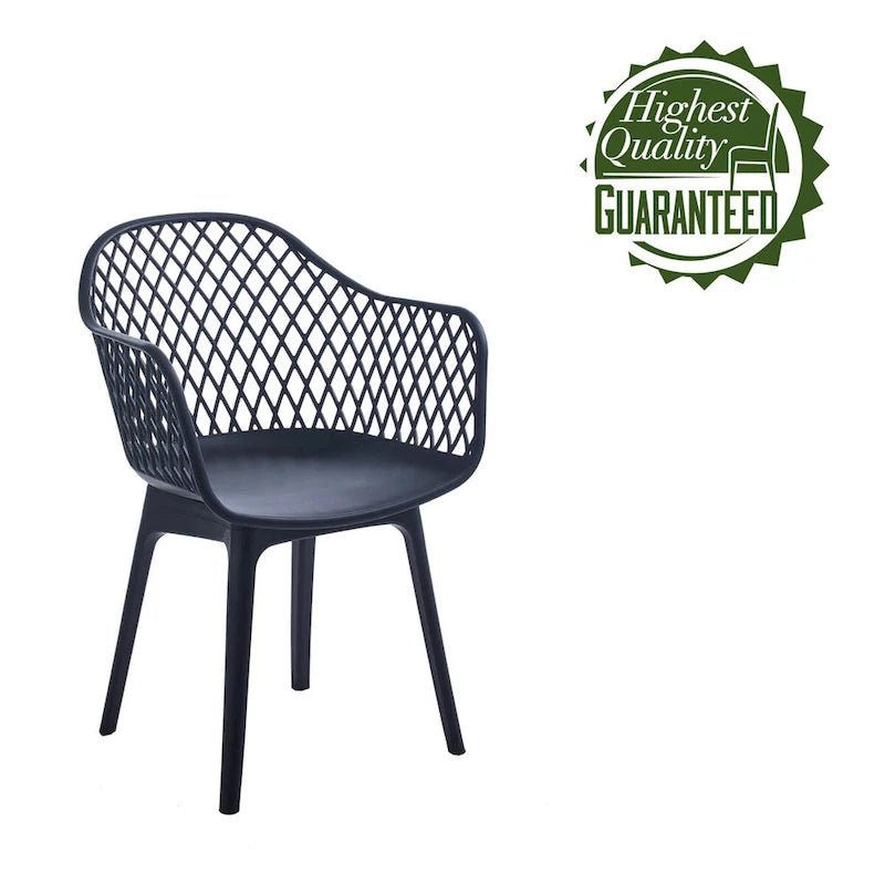 Sedia da pranzo in plastica, blu/bianco/nero, set da 2 pezzi