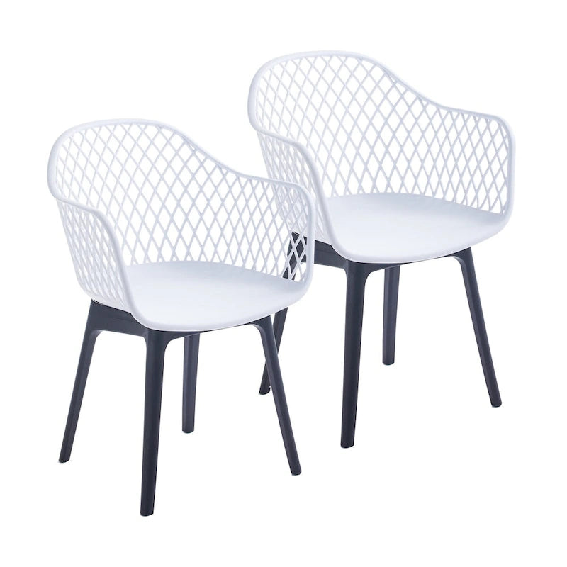 Sedia da pranzo in plastica, blu/bianco/nero, set da 2 pezzi