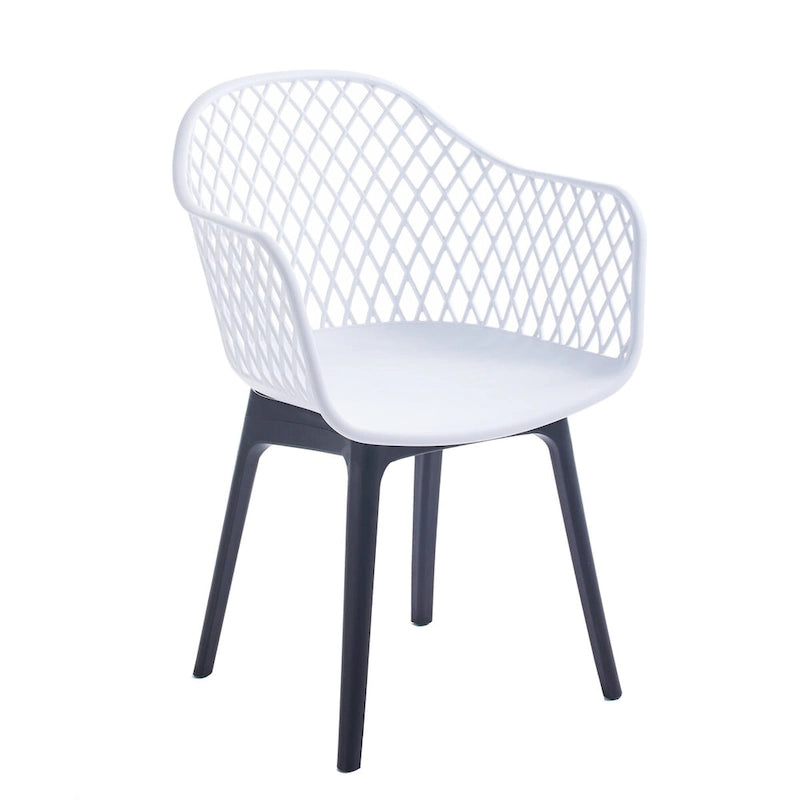 Sedia da pranzo in plastica, blu/bianco/nero, set da 2 pezzi