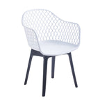 Sedia da pranzo in plastica, blu/bianco/nero, set da 2 pezzi