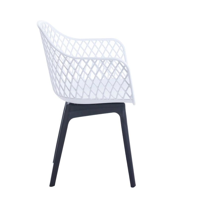Sedia da pranzo in plastica, blu/bianco/nero, set da 2 pezzi