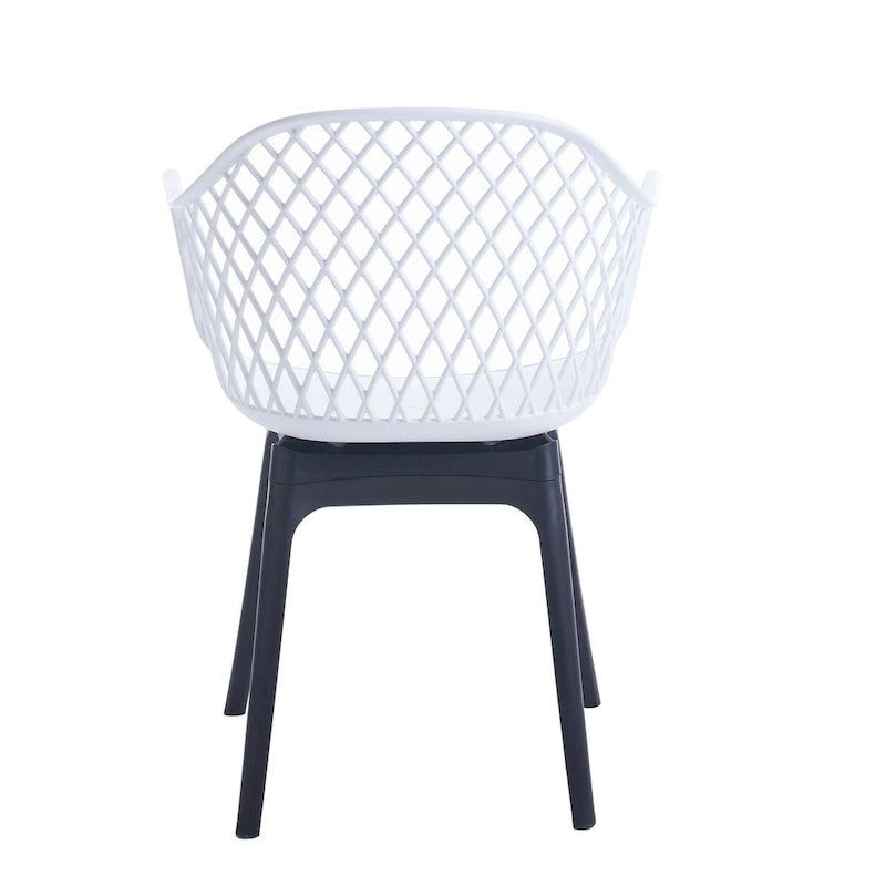 Sedia da pranzo in plastica, blu/bianco/nero, set da 2 pezzi