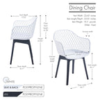 Sedia da pranzo in plastica, blu/bianco/nero, set da 2 pezzi