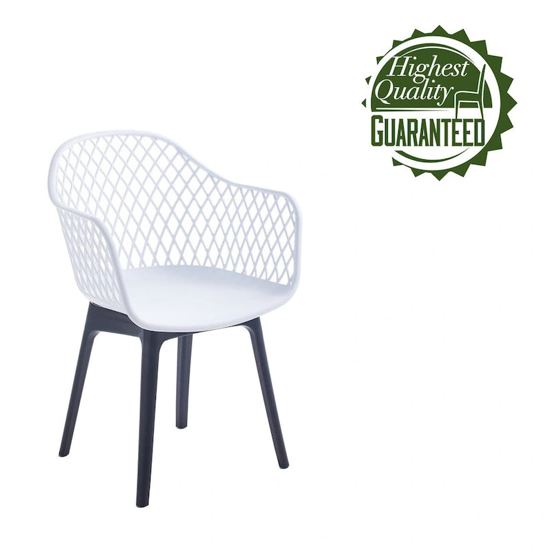 Sedia da pranzo in plastica, blu/bianco/nero, set da 2 pezzi