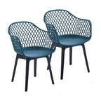 Sedia da pranzo in plastica, blu/bianco/nero, set da 2 pezzi