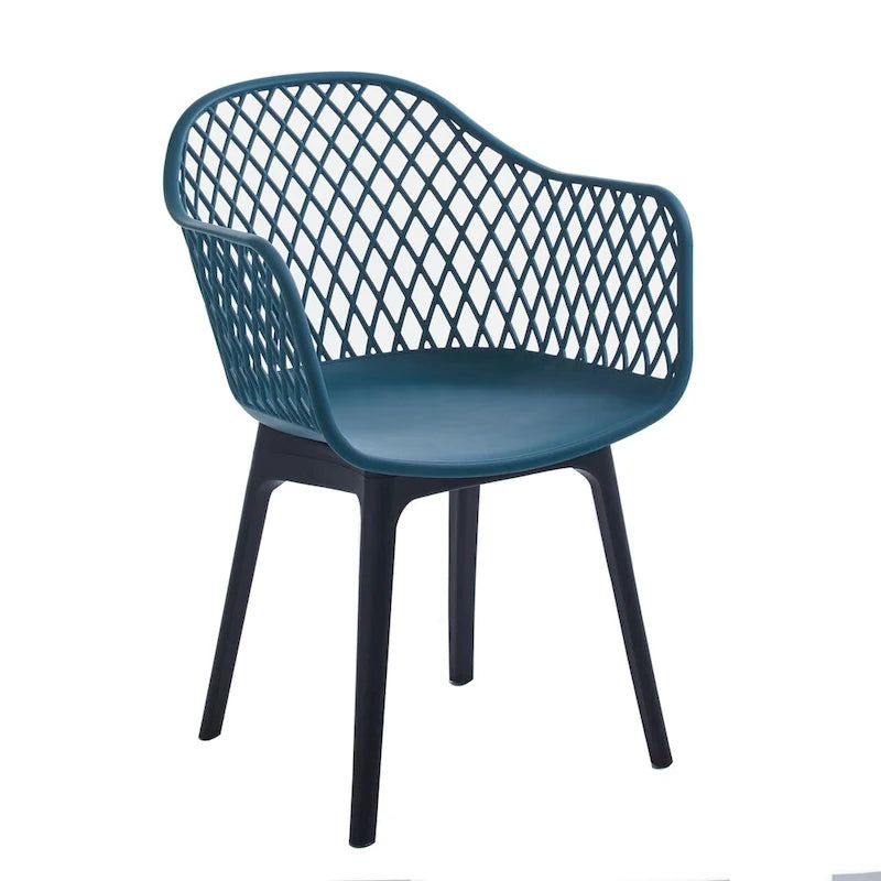 Sedia da pranzo in plastica, blu/bianco/nero, set da 2 pezzi