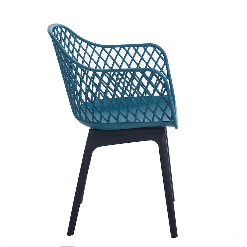 Sedia da pranzo in plastica, blu/bianco/nero, set da 2 pezzi