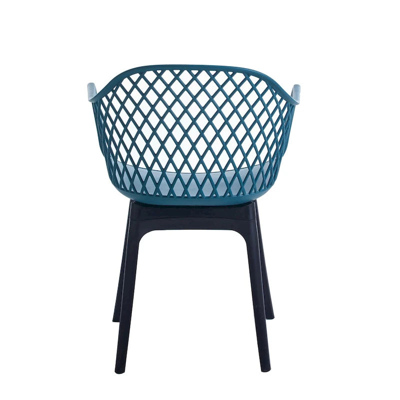 Sedia da pranzo in plastica, blu/bianco/nero, set da 2 pezzi