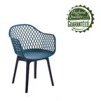 Sedia da pranzo in plastica, blu/bianco/nero, set da 2 pezzi