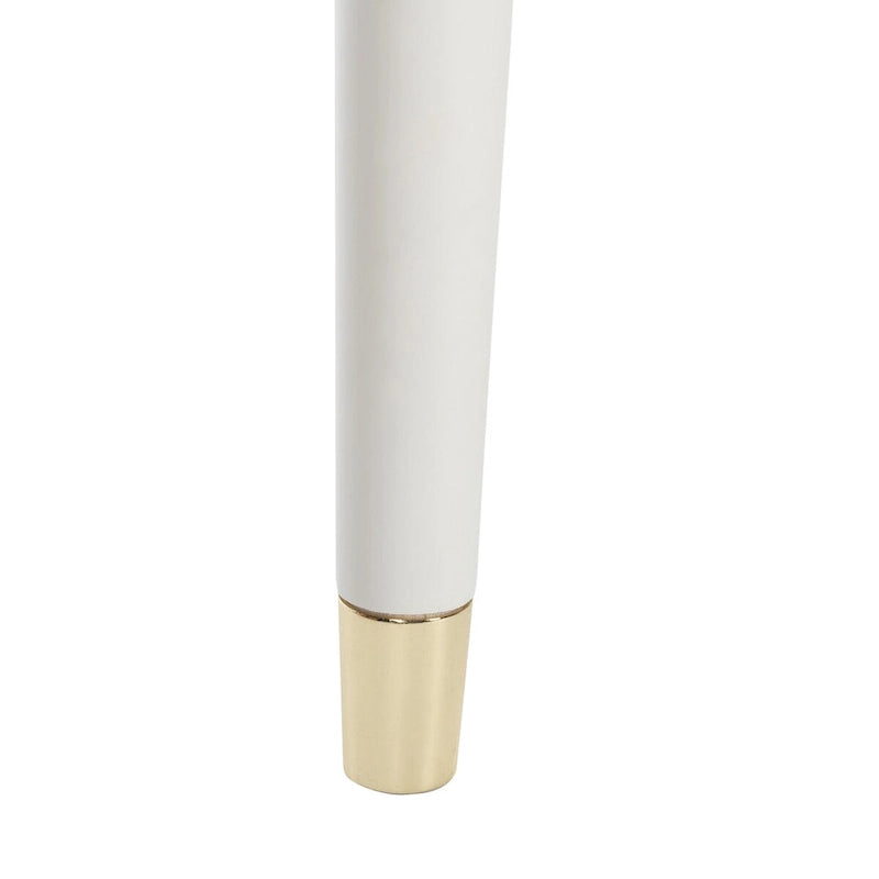 Tavolino rotondo Mid-Century con cappuccio dorato – Blu navy / Bianco / Marrone | 61 cm L x 61 cm P x 56,6 cm H