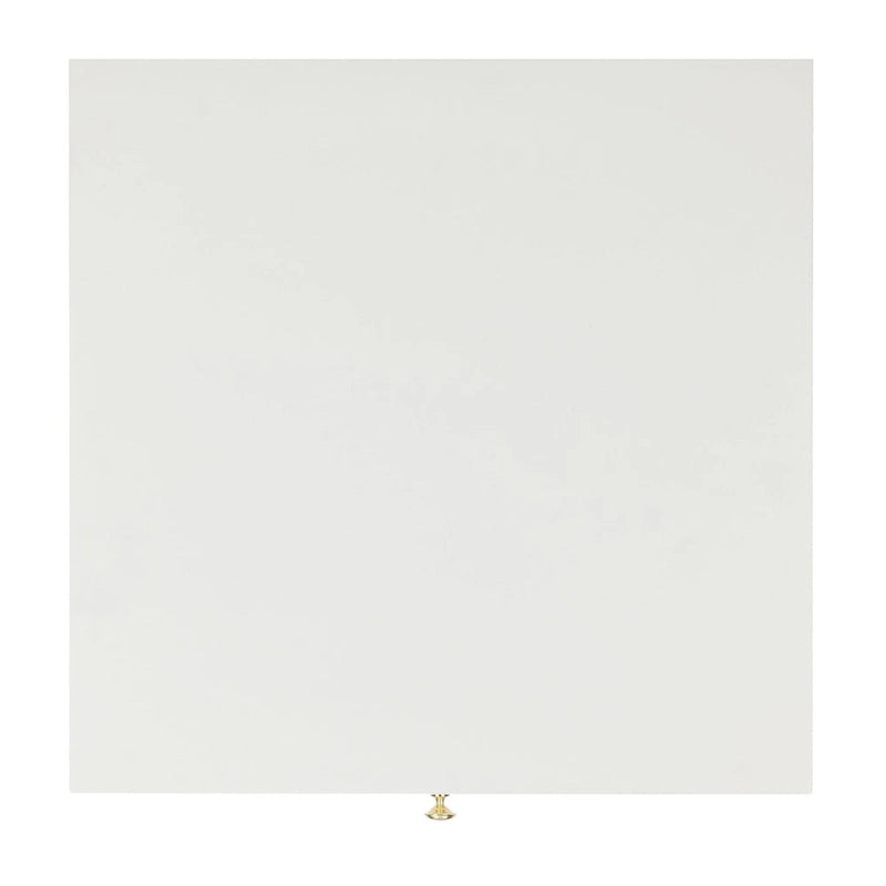 Tavolino rotondo Mid-Century con cappuccio dorato – Blu navy / Bianco / Marrone | 61 cm L x 61 cm P x 56,6 cm H