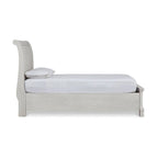 Letto a slitta singolo antico bianco con contenitore (1 persona)
