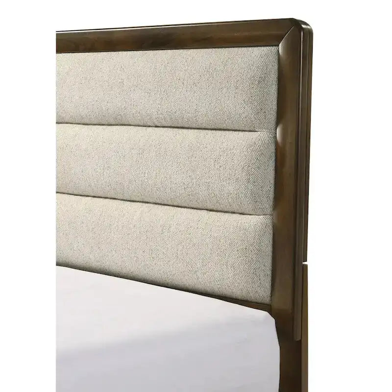 Camera da letto con pannelli imbottiti marrone e beige – 4 pezzi (King/Queen)