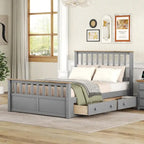 Letto a piattaforma in legno con 2 cassetti e supporto a doghe in legno