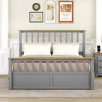 Letto a piattaforma in legno con 2 cassetti e supporto a doghe in legno